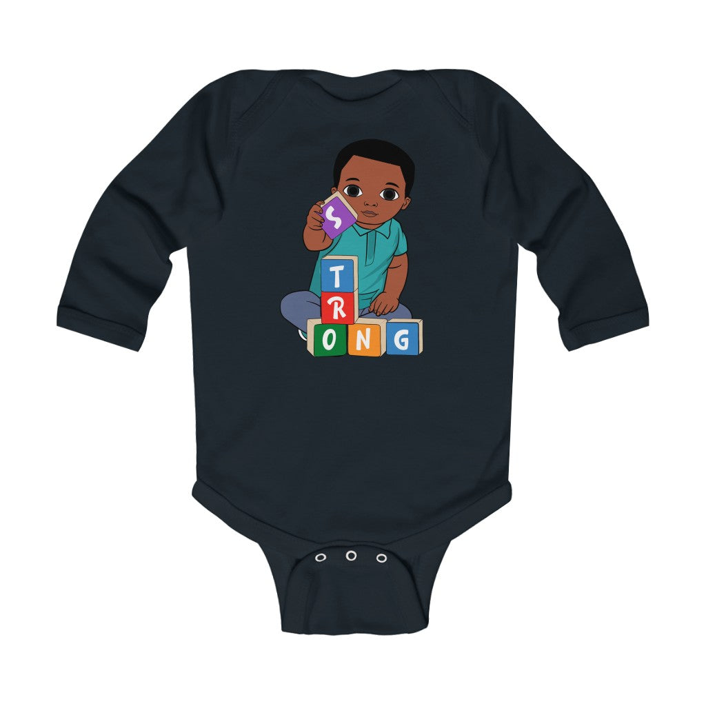 Strong Baby Long Sleeve Onesie - Almond